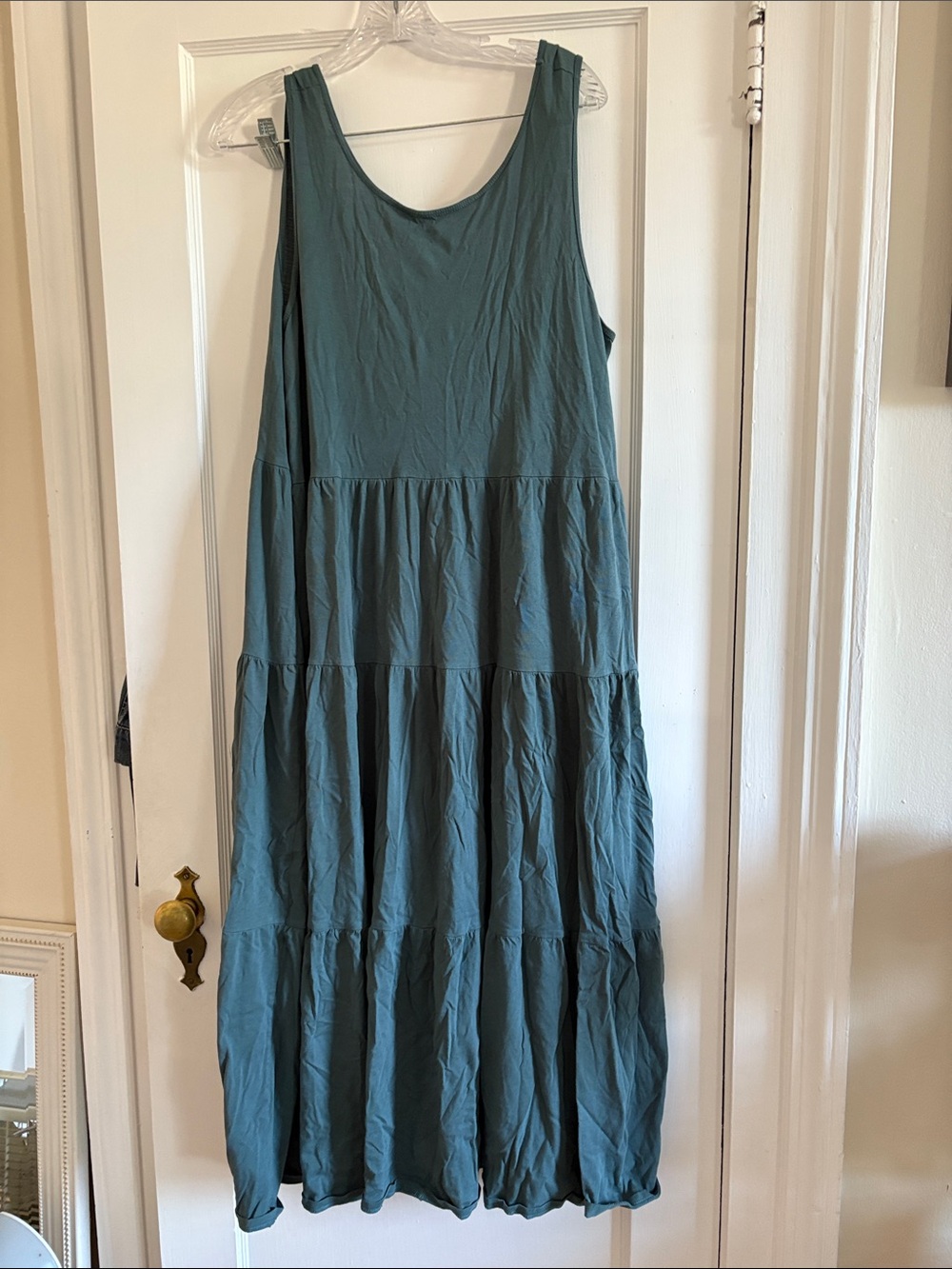 J. Crew Sleeveless Tiered Maxi Dress in Teal Green